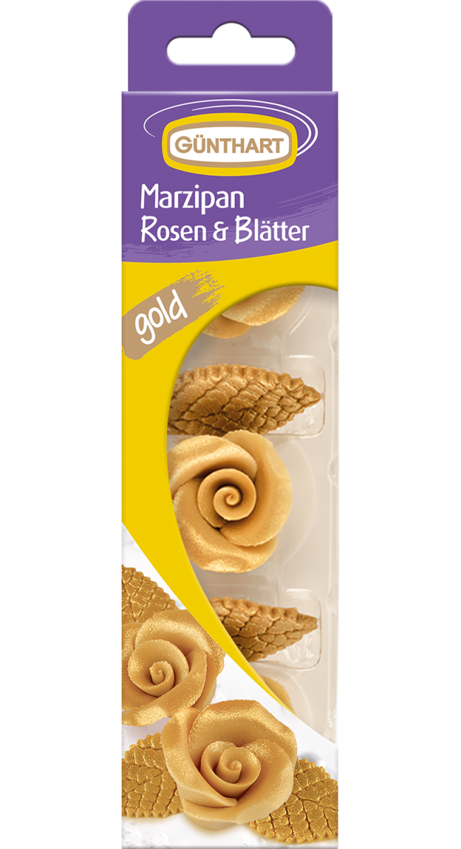 6 Marzipan Rosen & Blätter 