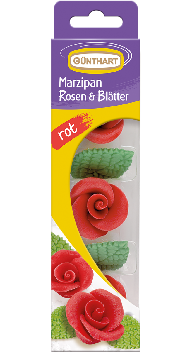 6 Marzipan Rosen & Blätter 