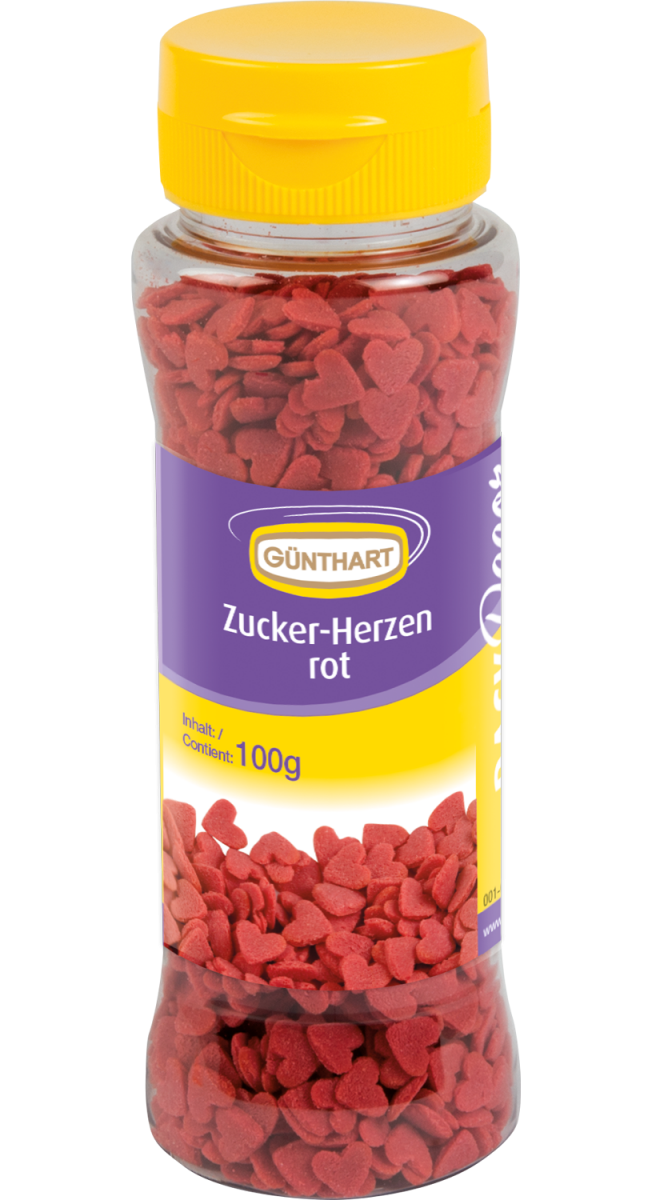 100g Streudekor Herzen rot 