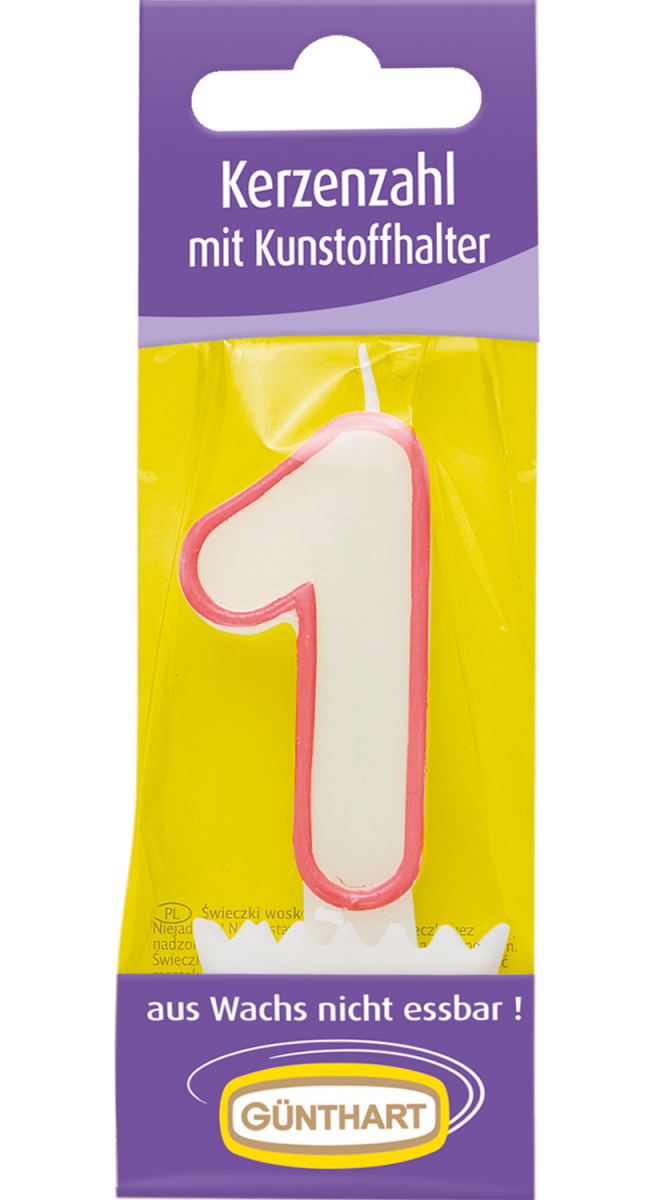 1 Kerzenzahl "1" rosa 