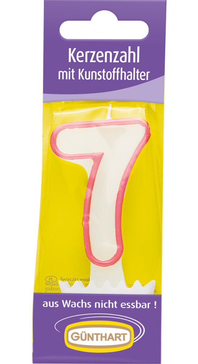 1 Kerzenzahl "7" rosa 