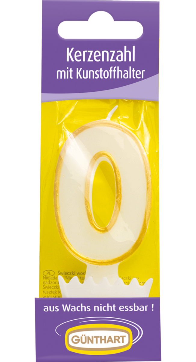 1 Kerzenzahl "0" gold 