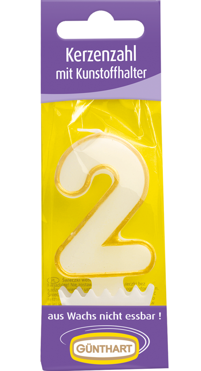 1 Kerzenzahl "2" gold 