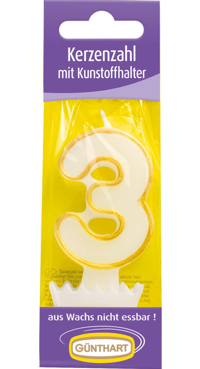 1 Kerzenzahl "3" gold 