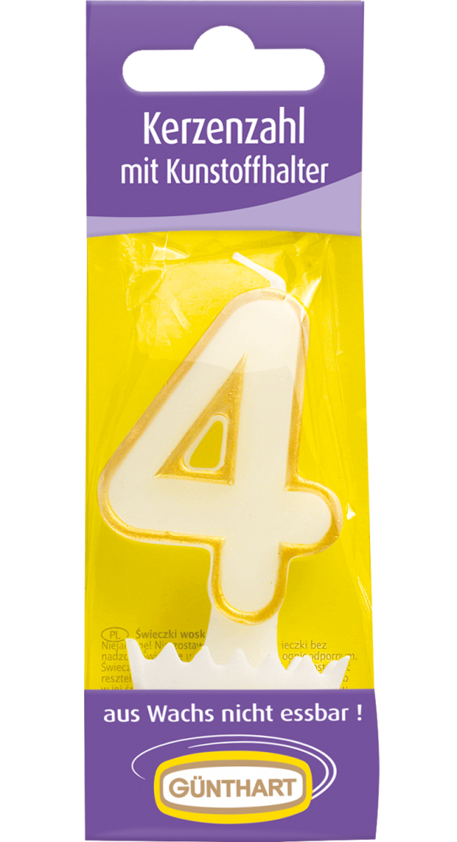1 Kerzenzahl "4" gold 