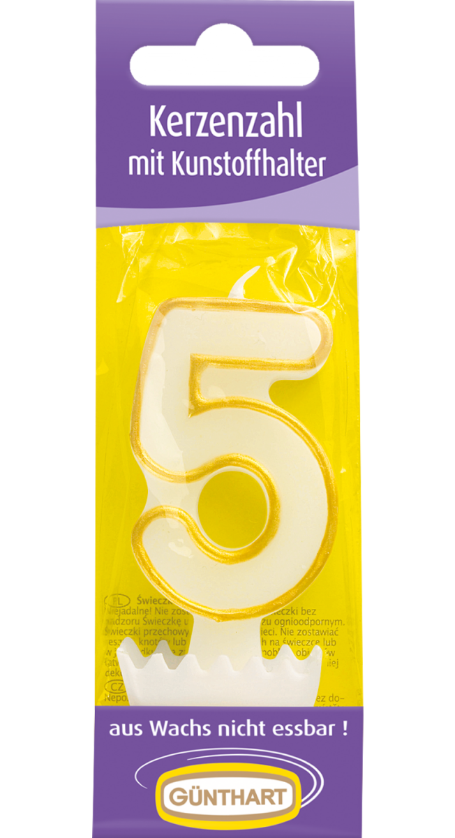 1 Kerzenzahl "5" gold 