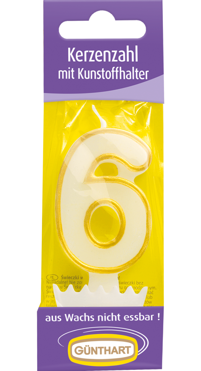 1 Kerzenzahl "6" gold 
