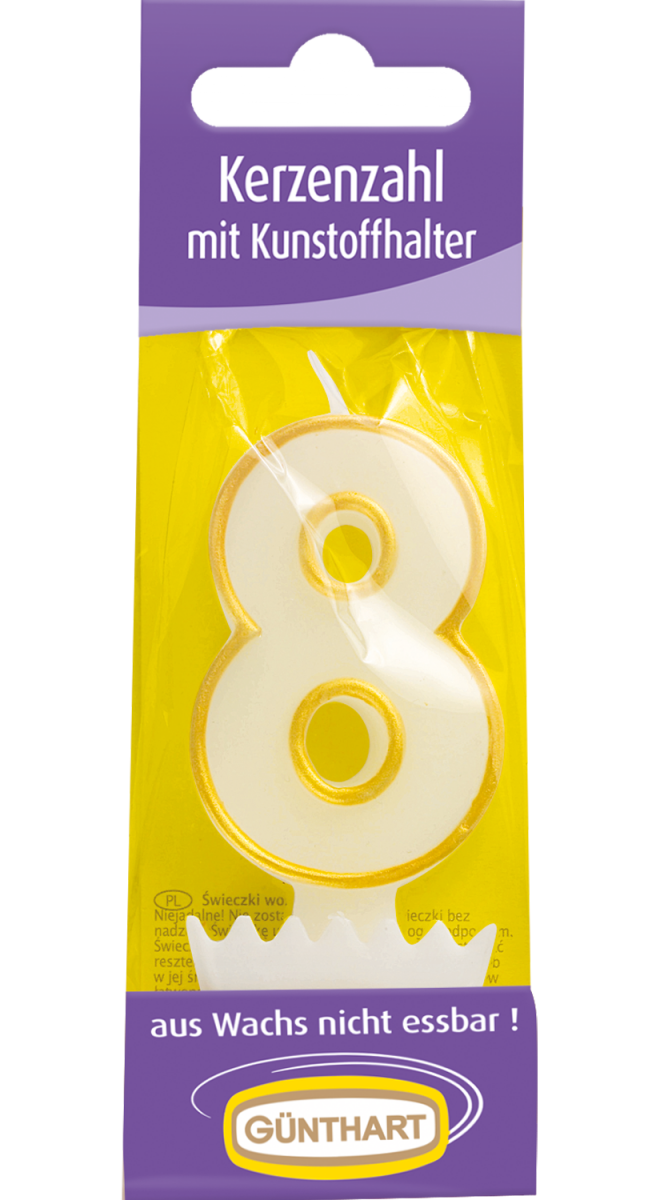 1 Kerzenzahl "8" gold 