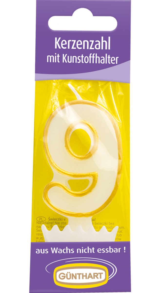 1 Kerzenzahl "9" gold 