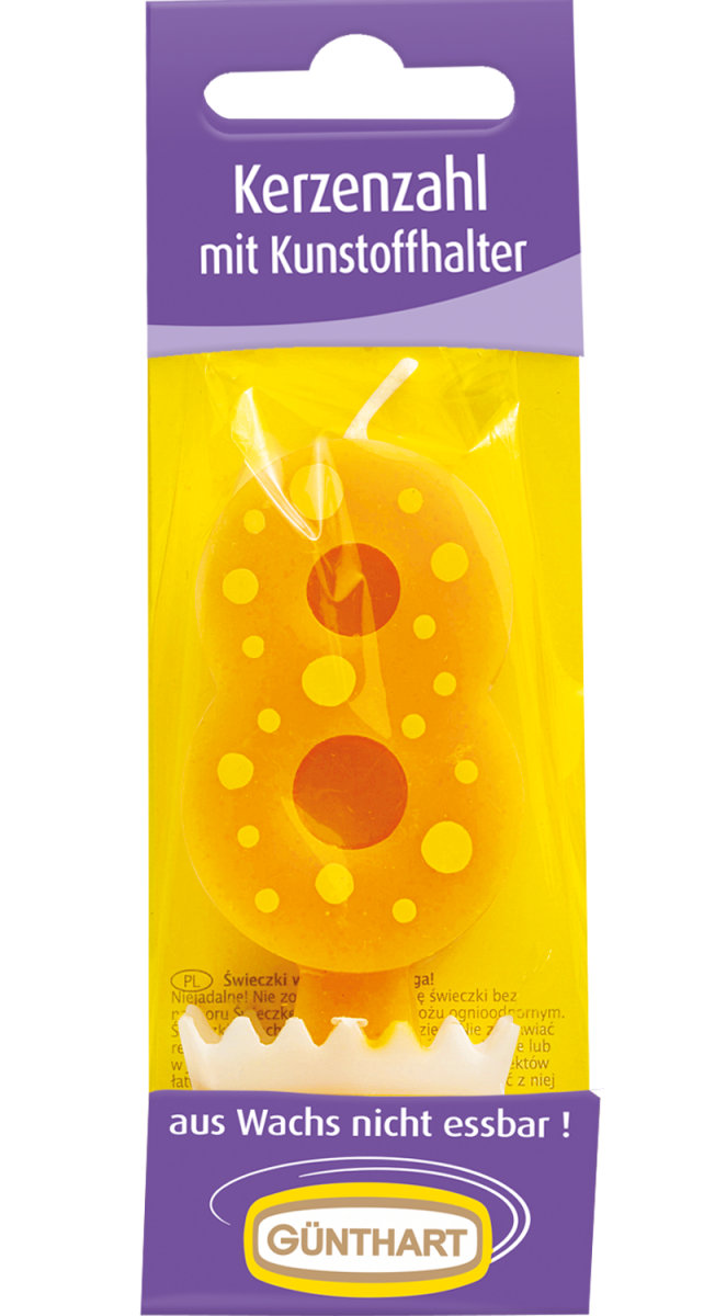 1 Kerzenzahl "8" gelb 